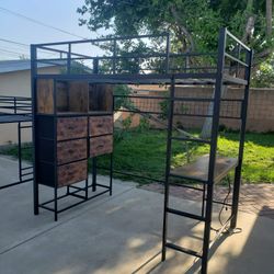 Kids Bed Frame With Bottom Table Desk