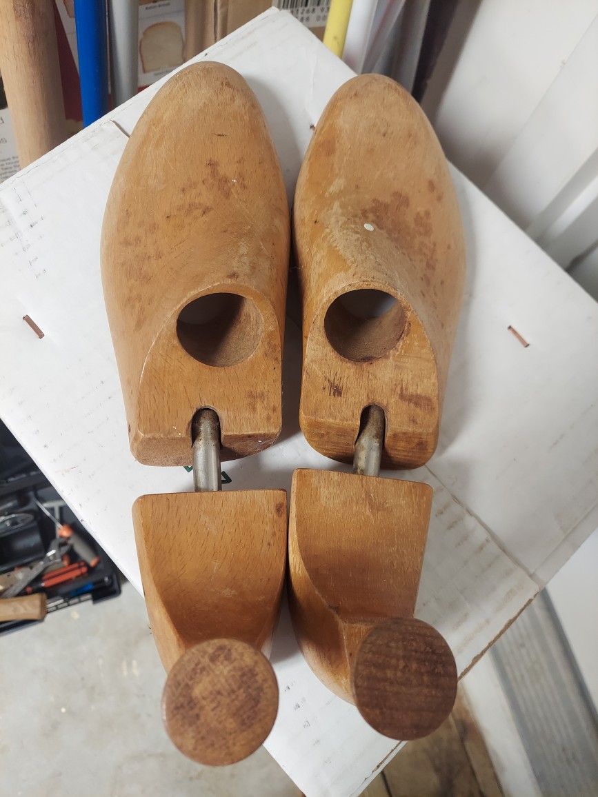 Pair Of Vintage Wooden Shoe Molds