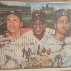 Mickey Mantle - Willie Mays - Duke Snider Art Piece. 8x10
