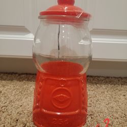 Gumball Glass Canister Jar Target Bullseye Customizable Red Lid Gum Ball New