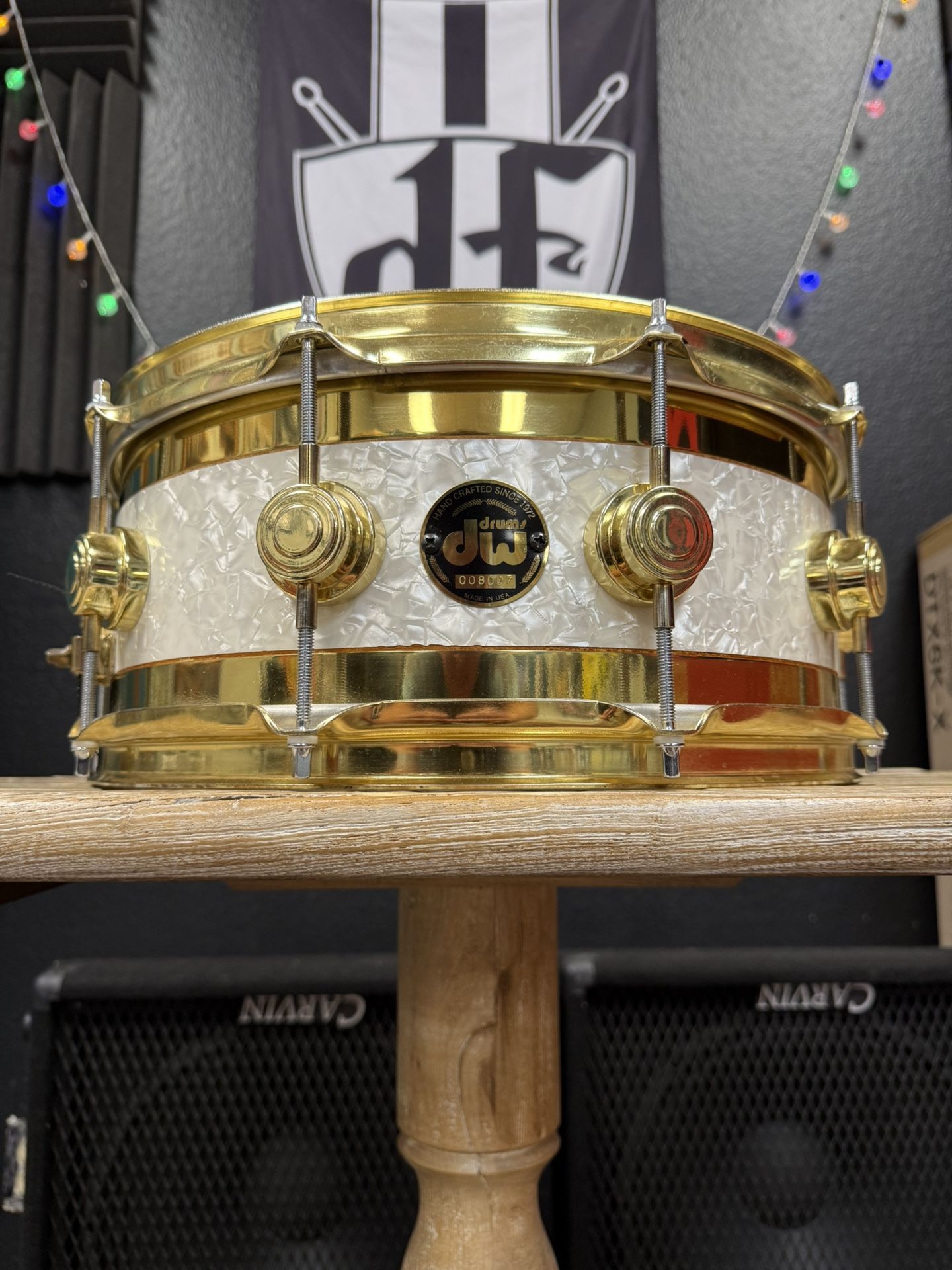 DW 14x6” Edge Snare Drum White Marine Pearl/Brass