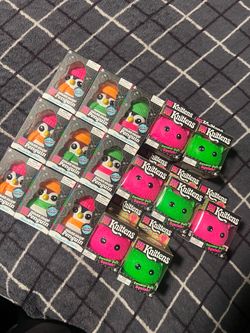 Nee Doh Polar Glow Penguin & Knittens Squish Toys Lot