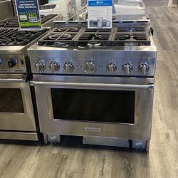 Kitchen Aid 36” Wide Built In Gas Range 