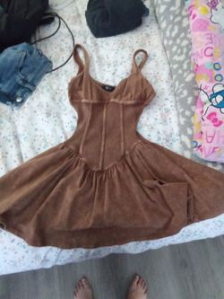 Girls brown summer dress  built in shorts size small
