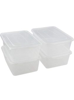 Jekiyo Clear Plastic Storage Bin, 14 Quart Latching Box with Lid, 4 Packs Shallow Container for Food Storage, Pizza Proofing Dough Box, BPA-free