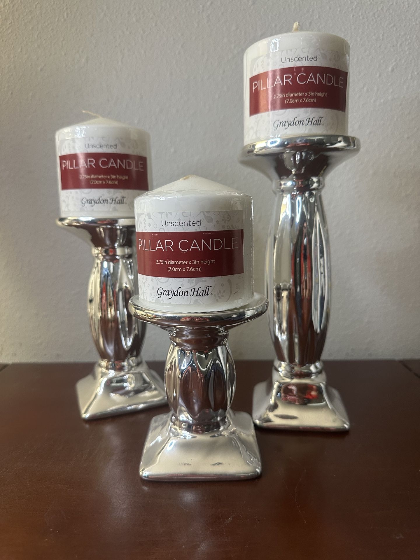 New three piece candle holders and candles