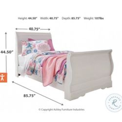 White Twin Size  Sleigh Bed