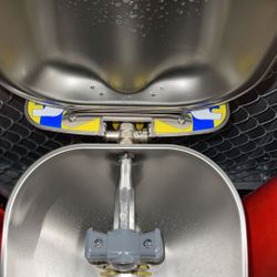 Bradley S19214DC Halo Emergency Eyewash Station Stainless Bowl & Cover Pedestal-Mount Eyewash 