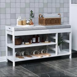 Bamboo Shoe bench rack with storage HFT06