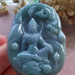 Jadeite Jade Kwan Yin Guanyin Phoenix Pendant Certificate 