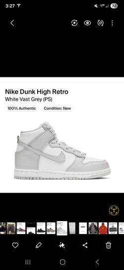 Nike Dunk Higg Retro Grey And White Preschool Size 13c