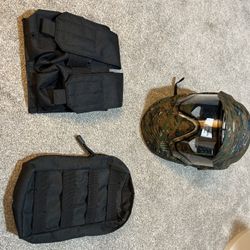 Airsoft Valken Full Face Mask, MOLLE zip up Pouch, Magazine Pouches