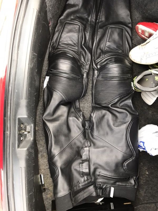 Hjc leather cafe racer motorcycle pants