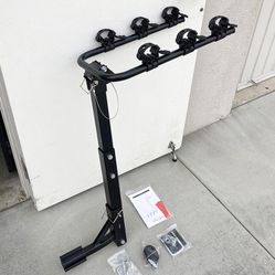 $65 (New in box) Tilt Folding 3-Bike Mount Rack Bicycle Carrier 2” Hitch 110lbs Max w/ No-Wooble U Bolt & Straps 
