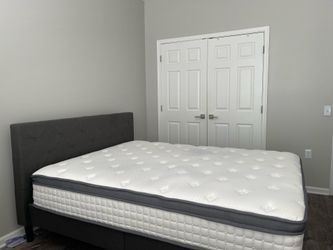 Complete Queen Bed Set - Modern Grey Upholstered Frame, Caopu Mattress Included!