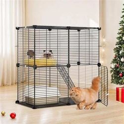 YITAHOME 2 Tier Kitten Cage, Indoor Cat Cage Versatile DIY Playpen for Cats, Small Animals, for Home, RV Travel, and Camping New - 28"L x 14"W x 28"H 