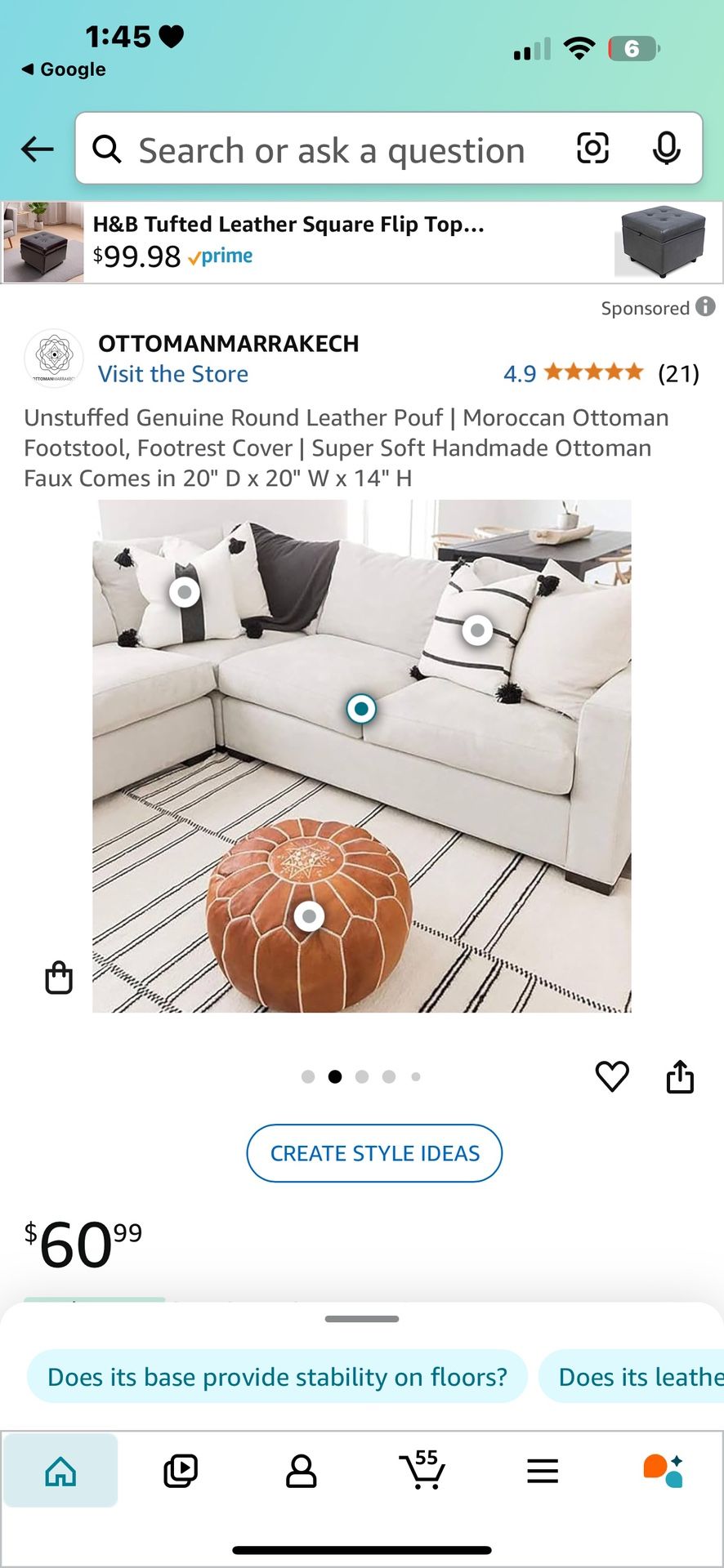 Boho Leather Foot Stool