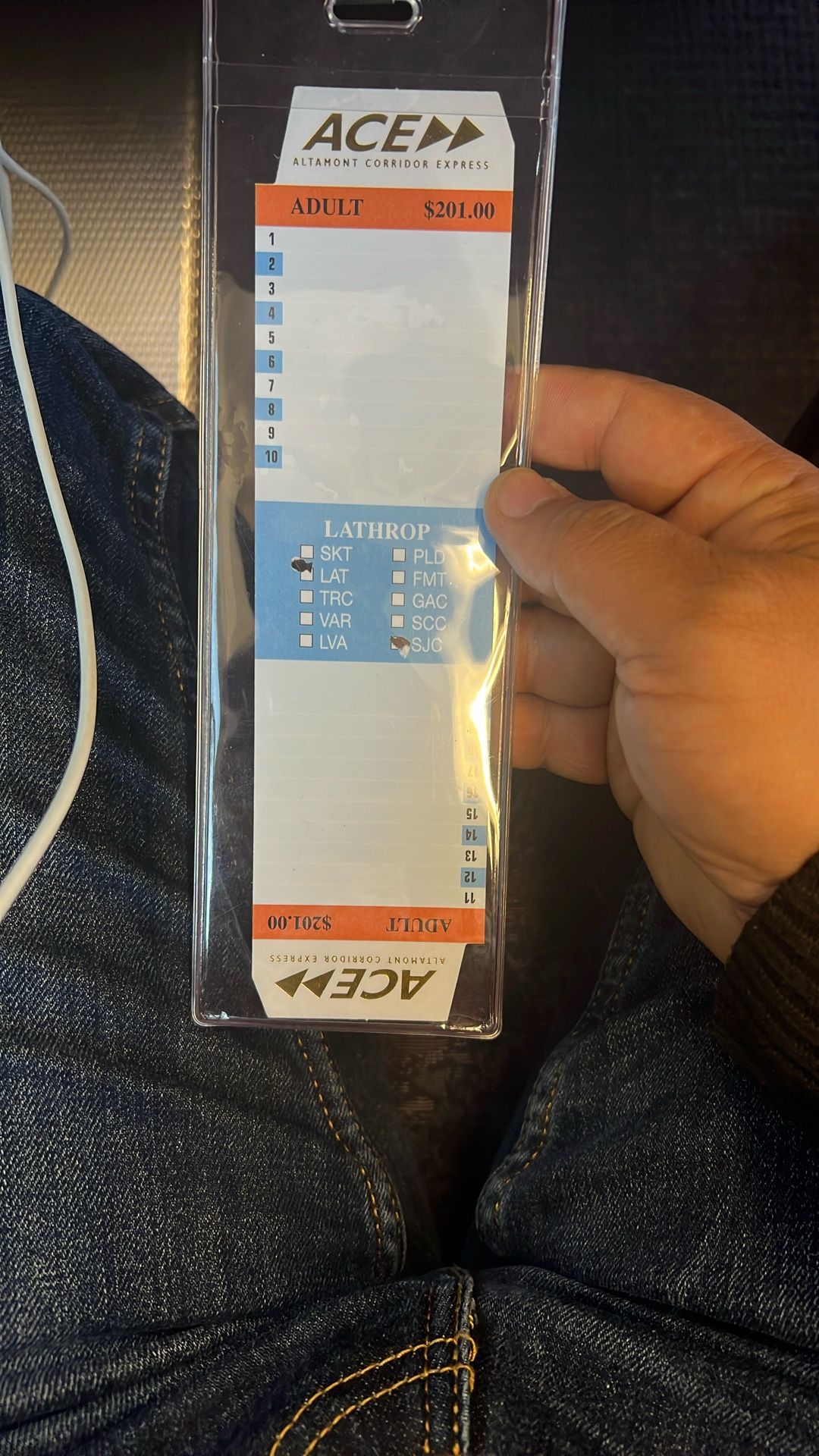 ACE Train Ticket Manteca/Lathrop To SanJose
