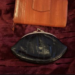 Set Of Two Vintage Lee Sands; Eel Skin Wallet & Coin Purse
