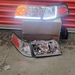 Pair Chrome Headlights w/LED DRL Lights Fits 1(contact info removed) Ford Crown Victoria LH RH