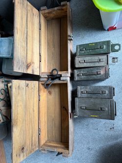 7 vintage empty ammo containers