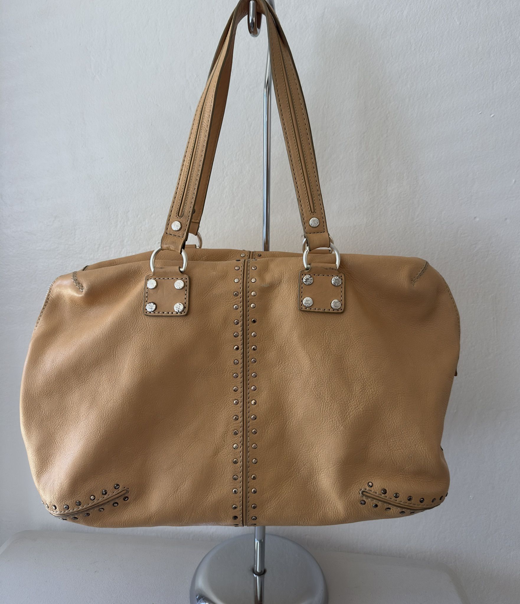 Michael Kors tan Studded Satchel Bag