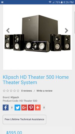Klipsch HD theater 500 home theater system.....