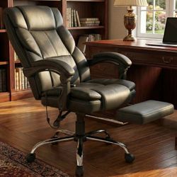 black faux leather ergonomic office chair