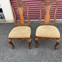 Set of Antique Wooden Dining Chairs  24” wide  21 1/2” deep  19” floor to seat  44 1/2” tall