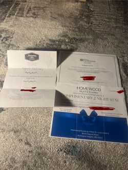 6 Hilton Hotel Night Certificates For Sale, No Hotel Taxes!