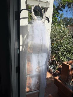 Vintage wedding gown size 8 white with Cathedral train