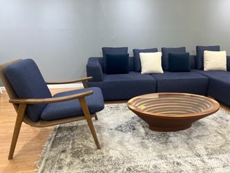 Turkish 3-Piece Sectional with Matching Armchair and 8 Pillows
