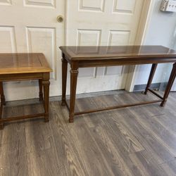 🪵 Solid Wood Sofa / Entry Table & End Table Set – 2 Pieces of Timeless Craftsmanship