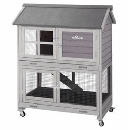 Outdoor Rabbit Hutch AIR15, Rabbit Cage with Wire Bottom, 9.6ft²
