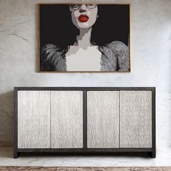 WEATHERED BLACK SILVER 4-DOOR CABINET SIDEBOARD SERVER GABETA 