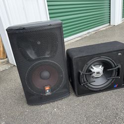 JBL PRX512M Speaker & JBL GTO1204BR Subwoofer- Untested For Repair Or Parts