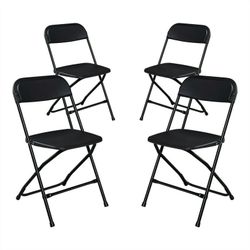 Zimtown Set of 4 Folding Chairs, Plastic Dining Chair, Office Chair for Party Event Stackable Commercial Seat, Black