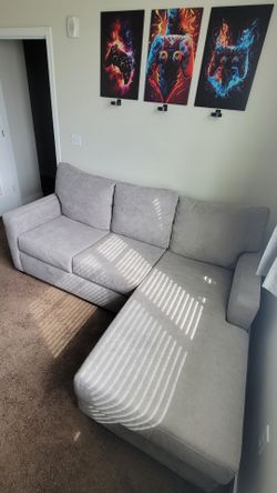 Light Gray Queen size sleeper Sectional Sofa with Chaise