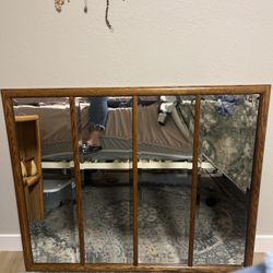 solid Oak Vintage Mirror