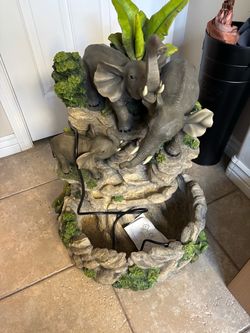Elephant Family Tiered Water Fountain