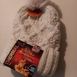 Thermal winter knit hats. Black or White. Unisex 