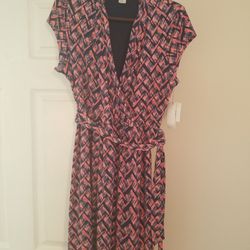Liz Claiborne Pink Stretch Dress with Belt Large New