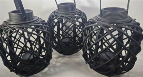 Three Black Rustic Candle Holder and Accents