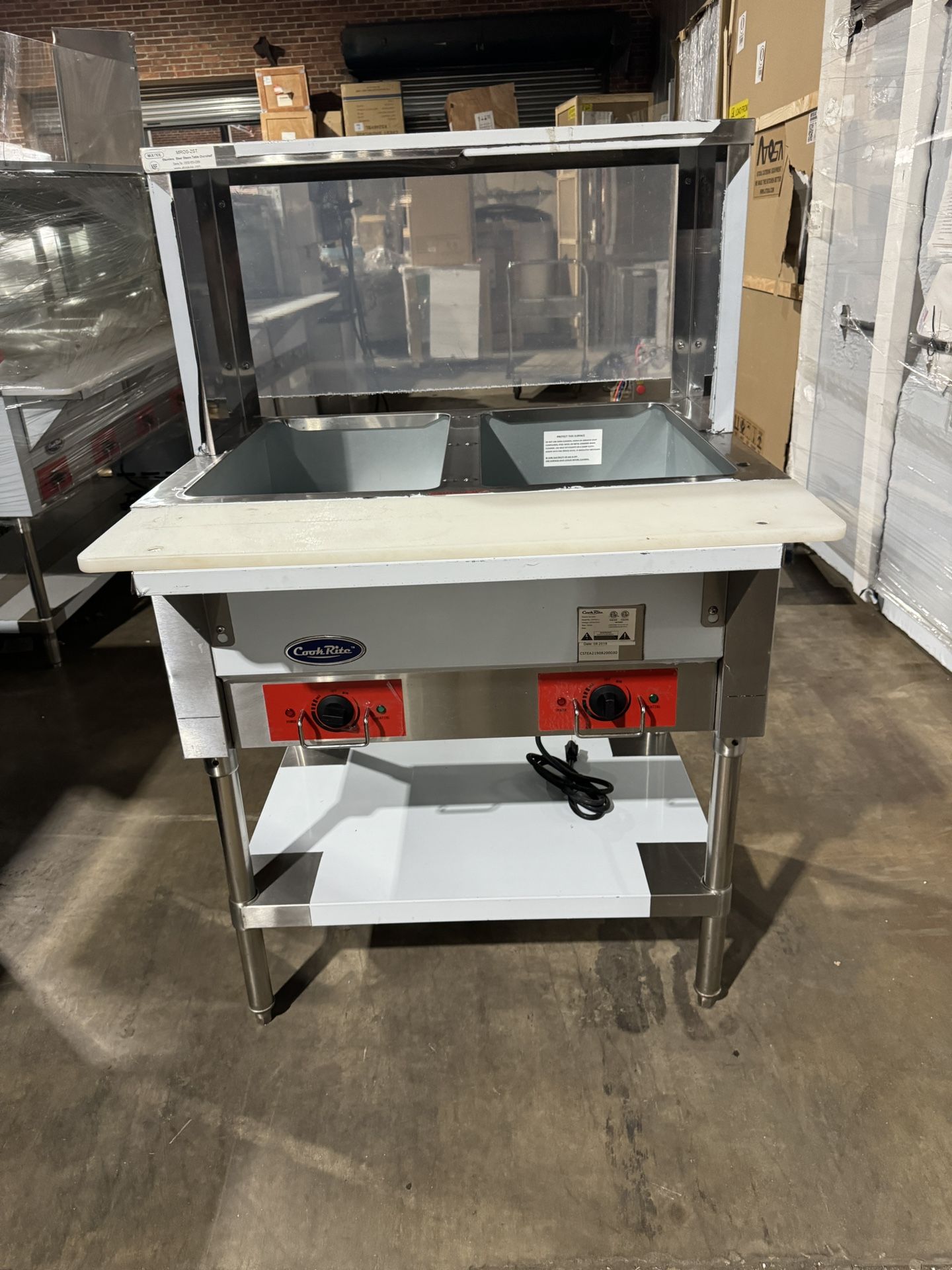 BRAND NEW COOKRITE 2 WELL STEAM TABLE W/ CUSTOM SNEEZE GAURD