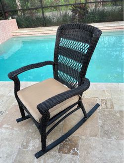 Tortuga Patio Rocker Chair in Dark Brown