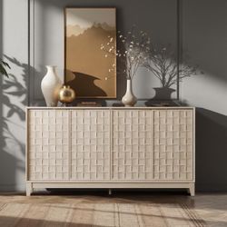 Colamy Fluted Sideboard Cabinet W/ Storage - Brand New 