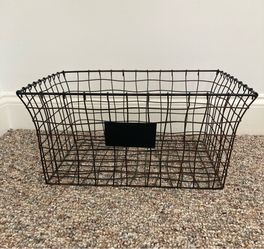 Metal Open Weave Rectangular Basket 17”Lx13”Wx8”D