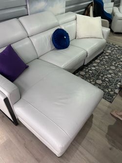 SECTIONAL GENUINE LEATHER RECLINER ELECTRIC WHITE COLOR 💥✅🚛DELIVERY SERVICE AVAILABLE ✅💥🚛