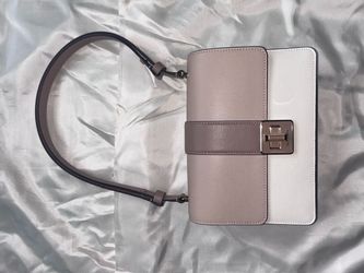 Two-Tone Leather Shoulder Bag with Turn-Lock