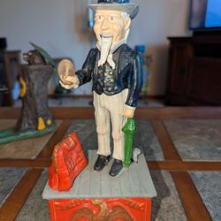 Vintage Uncle Sam Cast Iron Mechanical Coin Bank - Works !
